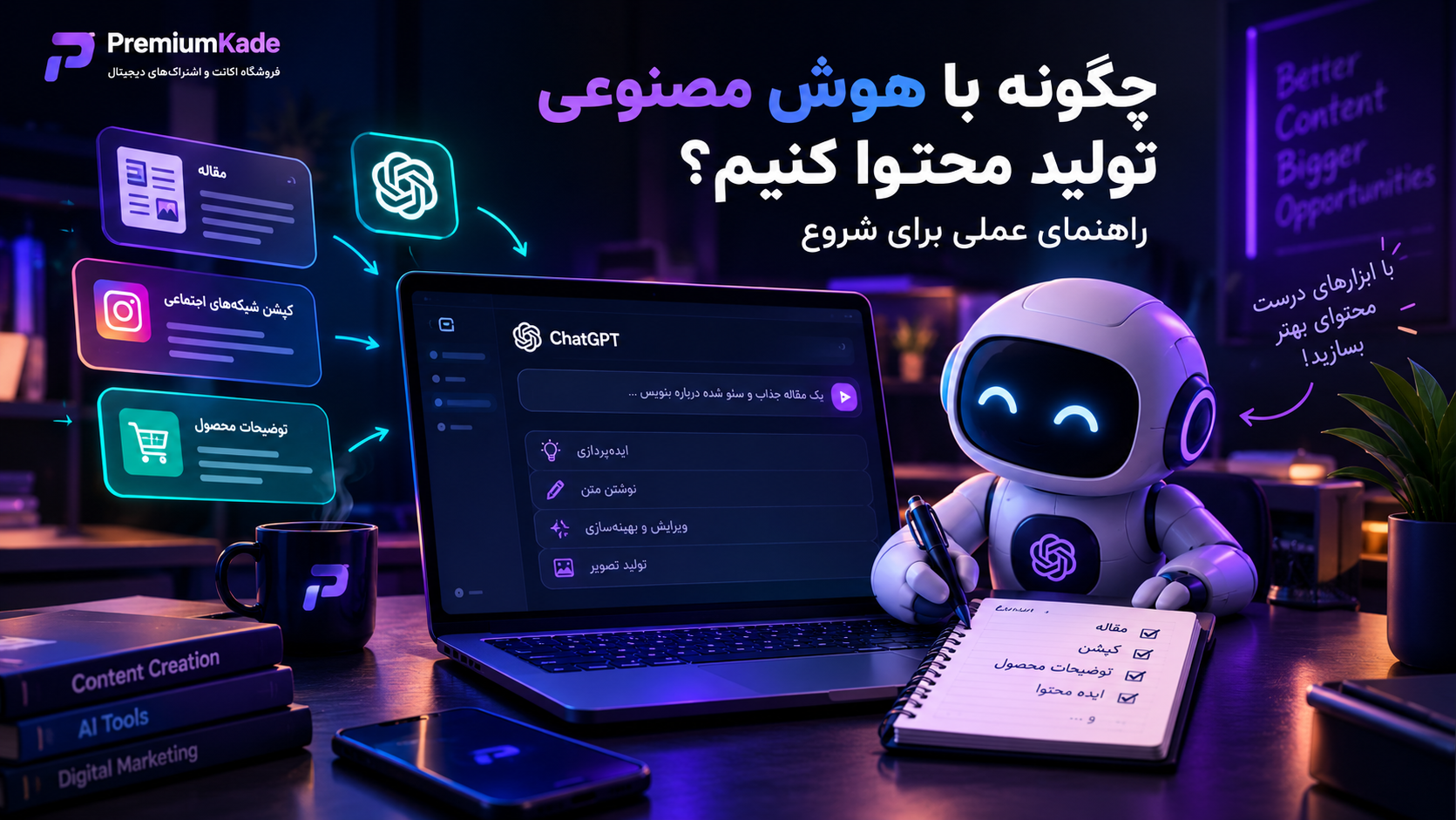 چگونه با هوش مصنوعی تولید محتوا کنیم؟ راهنمای عملی برای شروع